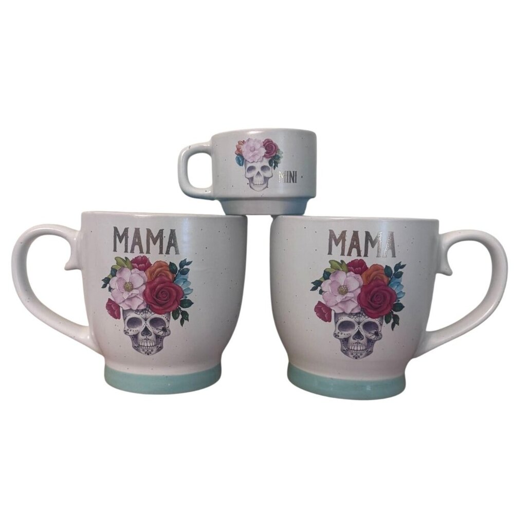 Mama & Mini Skull Floral Ceramic Mug Set